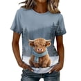 thumbnail image 2 of CLOISE Womens Short Sleeve Shirts Plus Size Christmas Cow Crew Neck Pullover Short Sleeve Tee Tops Slim Funny Party Outfits 5XL, 2 of 6