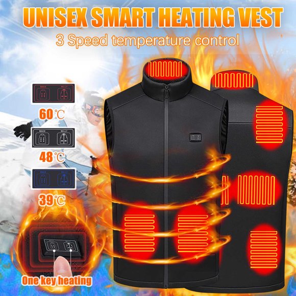 TIMIFIS Heated Vests Unisex Heated Clothing Lightweight USB Electric Outdoor Warm Clothing Heated For Riding Skiing Fishing Charging Via Heated Coat With Pocket with PocketsFall/Winter