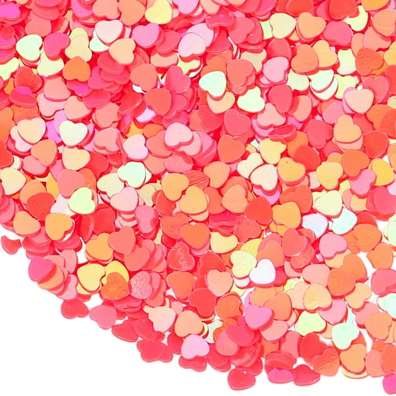 Uxcell 1.94oz(55g) Heart Glitter Confetti, 3mm Art Craft Glitter Holographic Sequins Table Confetti Laser Sequins for Crafts DIY Nail and Party Wedding Festival Decoration, Peach Red