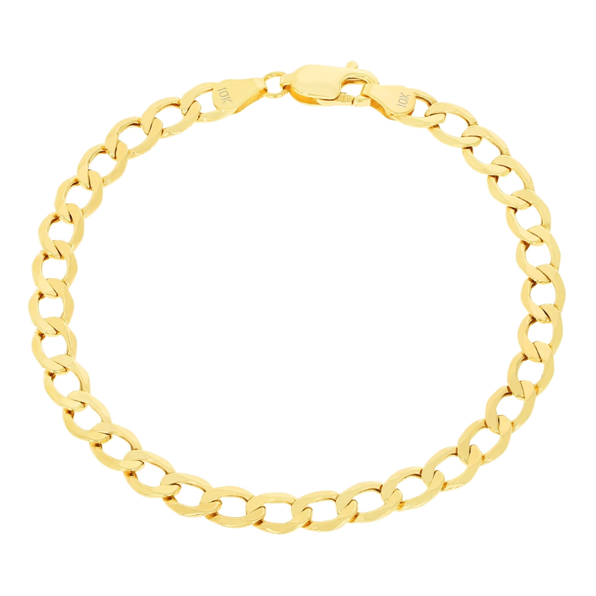 Nuragold 10k Real Yellow Gold Cuban Curb Link 5.5mm Chain Bracelet (7"-9") Italian Jewelry for Men & Women