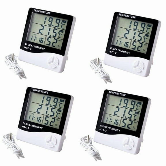 Large Screen Thermometer and Hygrometer Household Indoor and Outdoor Alarm Clock Temperature Meter Digital Display