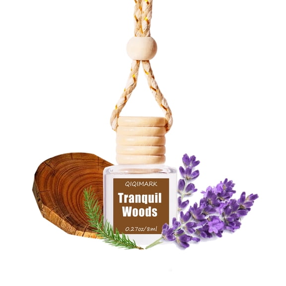 AMK Tranquil Woods Car Air Hanging Fragrance Oil Diffuser, Refillable Hanging Air Freshener, Long Lasting Eucalyptus Vanilla Scent, 8ml, 1 Pack
