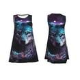 thumbnail image 7 of Naloa Purple Sky Wolf Print Women's Summer Spring Casual Beach Sundress,Vacation Sleeveless Tank Crewneck Loose Dresses, 7 of 7