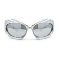thumbnail image 2 of Hedgehog Fur Carving Retro Wrap Thick Temple Plastic Sunglasses Silver - Silver Mirror, 2 of 4