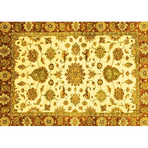 Ahgly Company Indoor Rectangle Abstract Yellow Modern Area Rugs, 6' x 9'