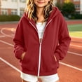 thumbnail image 7 of Girls Zip Up Hoodie Fleece Sweatshirt Jackets with Pocket Full-Zip,Hooded Design,Long Sleeve,Solid Color,Casual Jacket,Fall Winter,Back to School Wear, 7 of 7