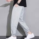 thumbnail image 3 of Pantalones de hombre de longitud completa, color liso, con bolsillos y cordón, con perneras ajustadas, de poliéster., 3 of 3