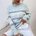 thumbnail image 5 of Fair Isle Sweater for Women Snowflake Sweater Turtleneck Holiday Sweater Fall Winter Long Sleeve Pullovers Top Multicolor, 5 of 7