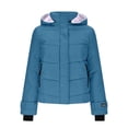 thumbnail image 4 of UPPADA Women's Winter Cropped Puffer Jacket Long Sleeve Oversized Stand Collar Zip-Up Short Coat with Pockets,Woman Coat Blue,XL, 4 of 7