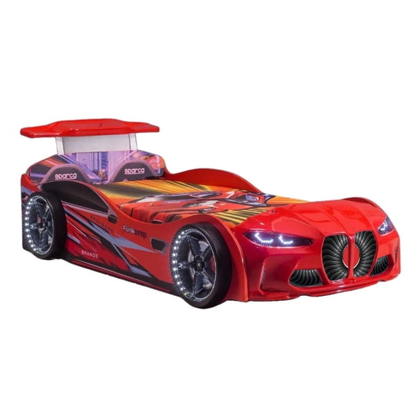 GTX Twin Race Car Bed with LED Lights & Sound FX, Kids Racing Bedroom Furniture