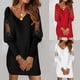 thumbnail image 5 of Vestido de retazos de encaje estampado con cuello en V para mujer, manga larga, temperamento versátil para viajes, nuevo, otoño, 5 of 6