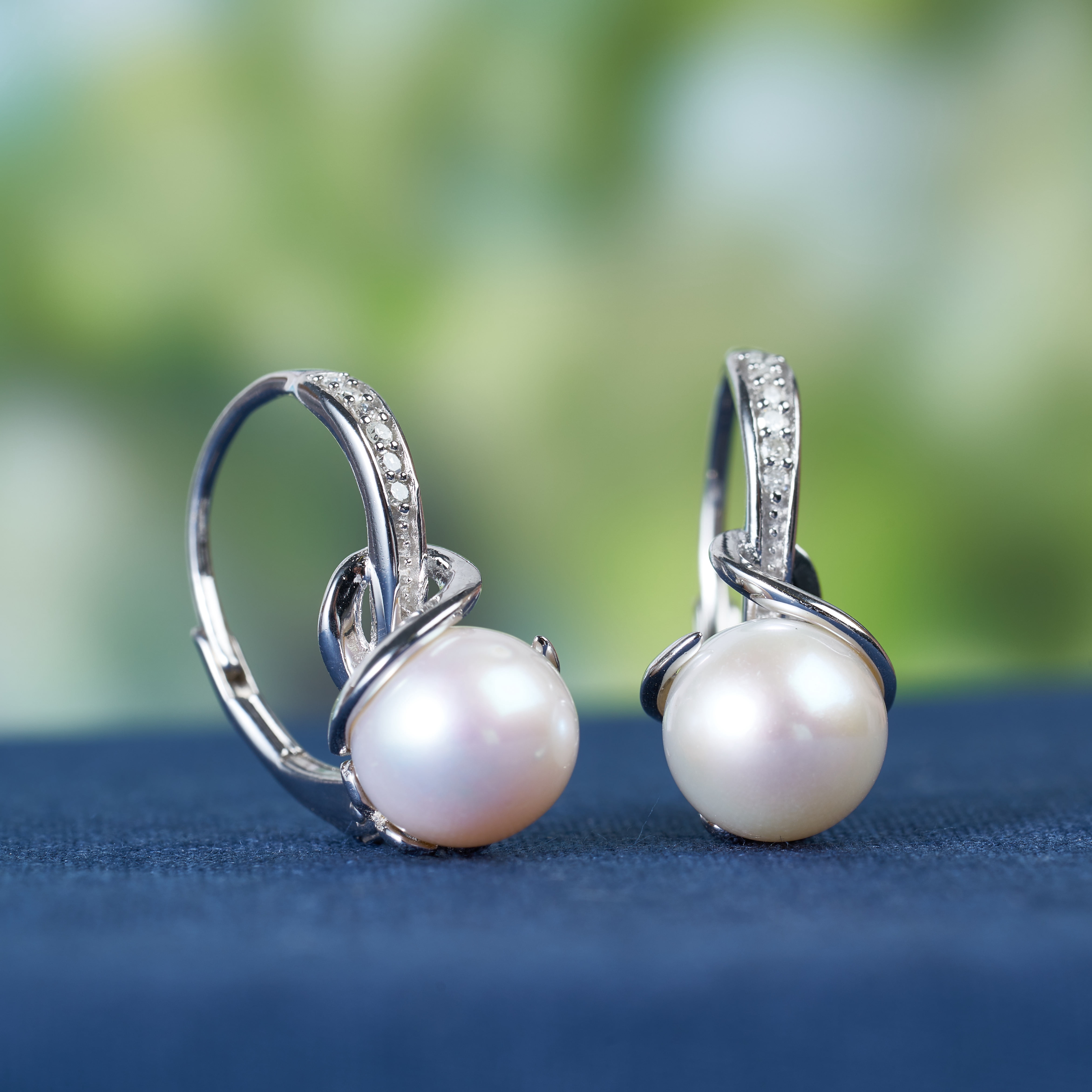 Everly Women's 8-8.5mm Cultured Freshwater Pearl & Diamond Accent Sterling Silver Twist Earrings