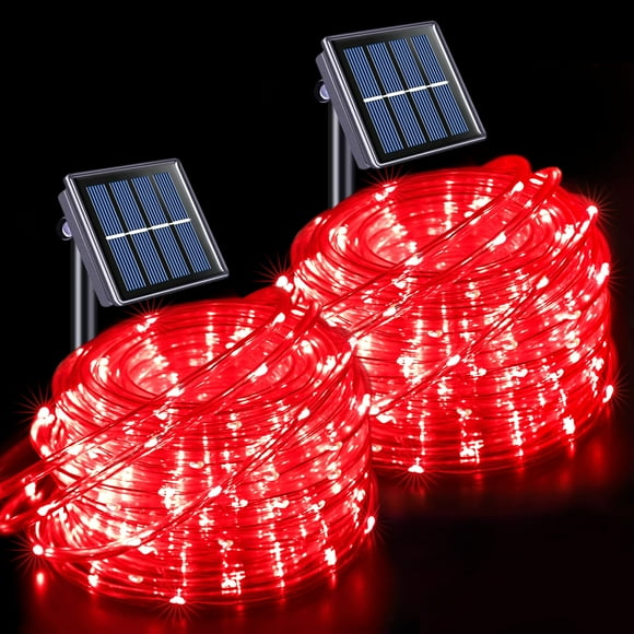 Luces solares en forma de cuerda JMEXSUSS, 2 x 200 LED, color rojo, 66 pies, IP65