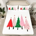 thumbnail image 2 of jejeloiu Christmas Tree Bed Sheets,Marry Xmas King Sheets,White Red Oink Sheet Set For Girl Boy,Ultra Soft Room Decoration,4-Piece, 2 of 7