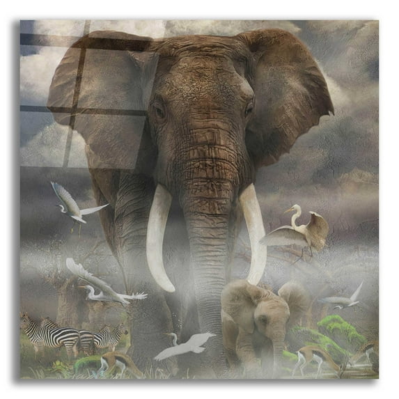 Epic Art 'Mighty Elephant' by Enright, Acrylic Glass Wall Art, 12"x12"
