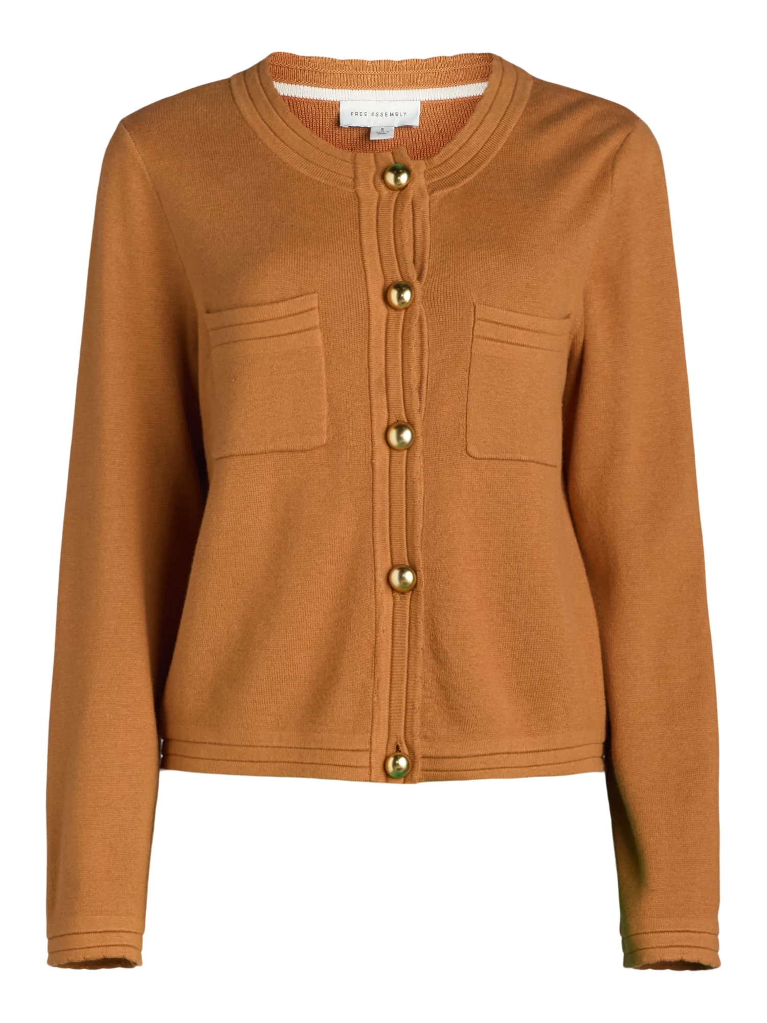 Free Assembly Women’s Long Sleeve Cardigan Sweater with Chest Pockets, Midweight, Sizes XS-XXL