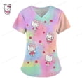 thumbnail image 3 of Uniforme de enfermera con estampado de Hello Kitty para mujer, uniforme de enfermería con bolsillo, camisa de trabajo para enfermeras, personal de enfermería, 3 of 4