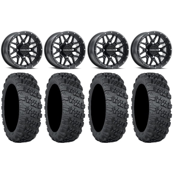 Raceline Krank 14" Black Wheels 28" Versa Cross V3 Tires Polaris RZR XP 1000 / PRO XP / Ranger XP 900/1000