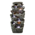 thumbnail image 4 of 7-Tier Rock Water Fountain w/LED Lights Outdoor Water Feature for Home, 4 of 5