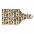 thumbnail image 1 of Tiki Bar Cutting Board, Sixties Retro Inspired Hawaiian Party Happy Tiki Pattern Colorful, Decorative Tempered Glass Cutting and Serving Board, Wine Bottle Shape, Multicolor, by Ambesonne, 1 of 1