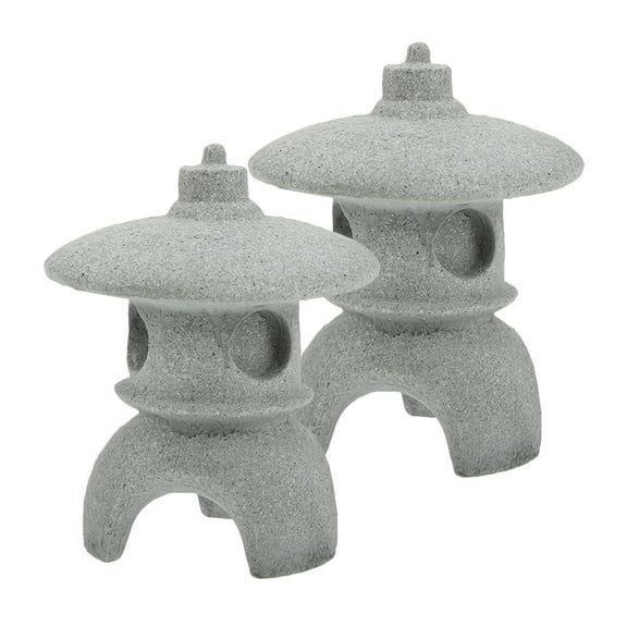 Patio Decoration Asian Garden Gardening Stone Pavilion Sandstone Pagoda Model Decorate Miniature 2 Pcs