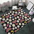 Area Rugs, Rainbow Flowers Washable Large Rugs for Living Room Bedroom
