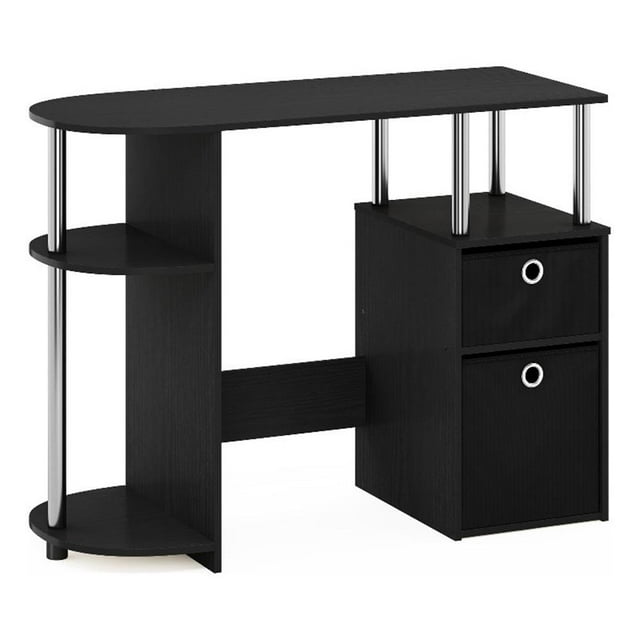 Pemberly Row Computer/Study Desk with Bin Drawers and Stainless Steel Tubes
