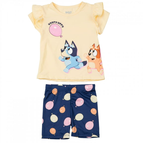 Bluey 880009-toddler4t Toddler Shirt & Shorts Set for Girls, Multi Color - Toddler 4T - 2 Piece