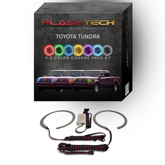 Flashtech RGB Multi Color Changing LED Halo kit for 2005-2006 Toyota Tundra Headlights