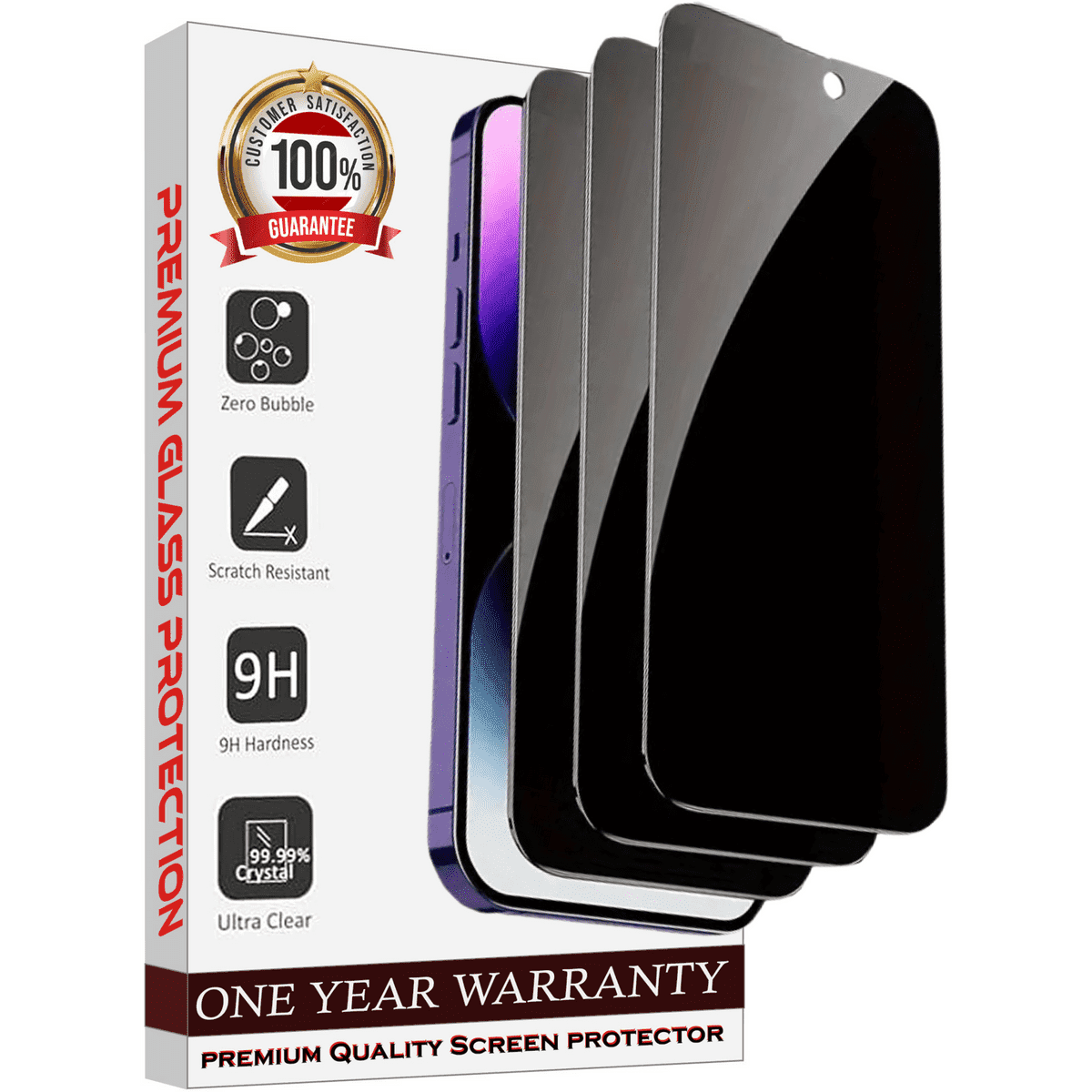 Entronix Screen Protector Compatible with iPhone 16, Privacy Tempered Glass, 3-Pack