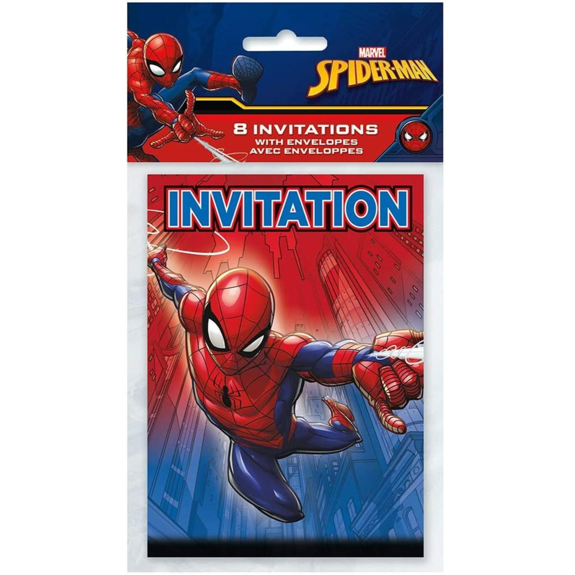 8PK ULTIMATE SPIDER MAN BIRTHDAY INVITATIONS INCLUDES ENVELOPES FAVOURS 