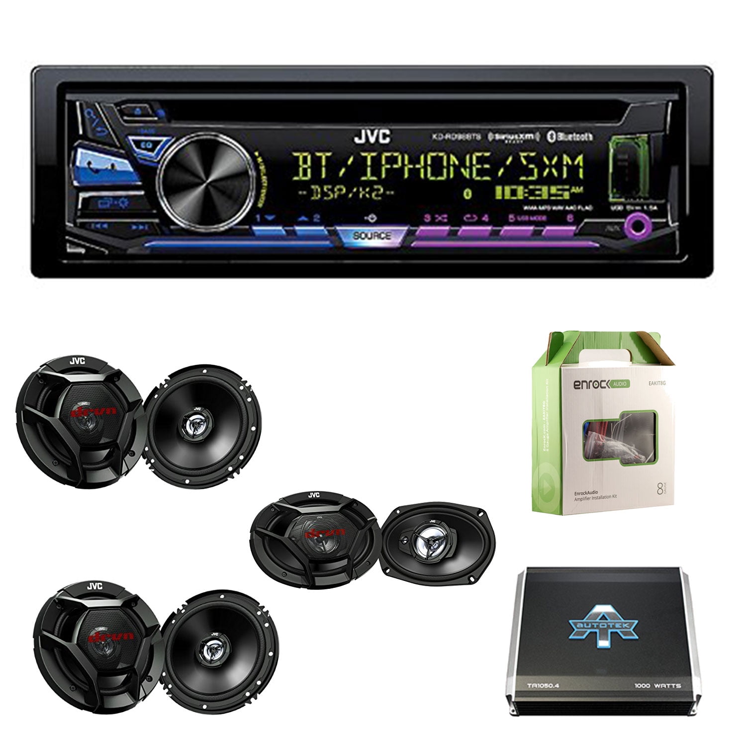 JVC KDRD98BTS 1 DIN BT InDash CD/AM/FM Car Stereo w/JVC CSDR620 300W 6