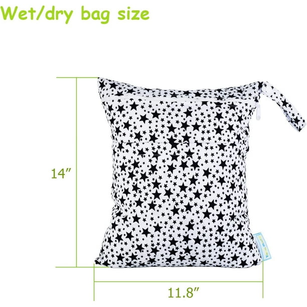 HSY Tech 2 Pcs Cloth Diaper Wet Dry Bags Waterproof Reusable Travel Beach  Pool Daycare Soiled Baby Items Yoga Gym Pump Parts Bag for Swimsuits or