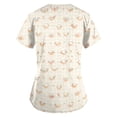 thumbnail image 5 of Easter Scrub Tops Women Cute Plus Size Bunny Egg Print V Neck Working Uniform Stretchy Short Sleeve T-Shirts Nurse Spring 2026 Pullover Tops, #01 Beige 5XL, 5 of 5