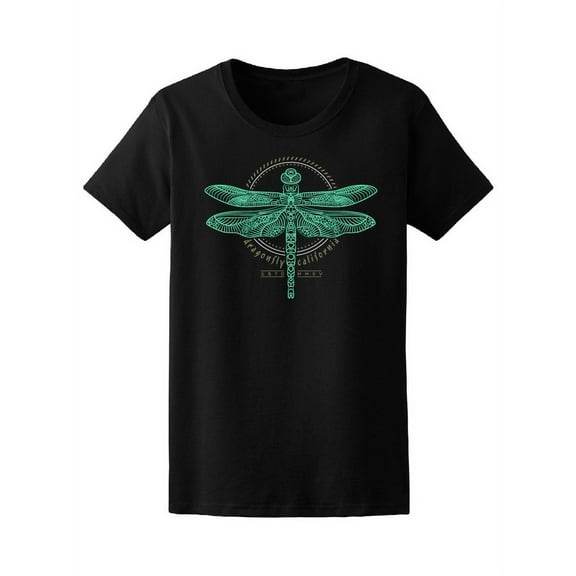 Thin Line Green Dragonfly T-Shirt Women -Image by Shutterstock, Female x-Large