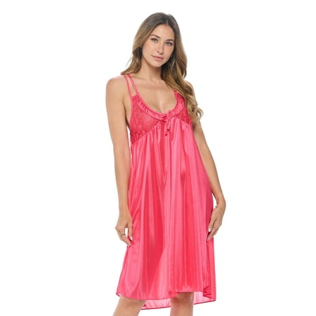 

Casual Nights Women s Satin Lace Camisole Nightgown