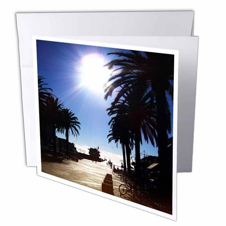 3dRose Afternoon In Hermosa Beach shows setting sun over the Pacific Ocean in California, Greeting Cards, 6 x 6 inches, set of (Best Pizza In Hermosa Beach)