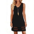 DailyTrove Women's V-Neck Sleeveless Mesh Overlay Mini Dress, Casual ...