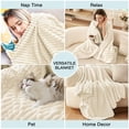 thumbnail image 7 of Throw Size Blanket, 230GSM Extra Soft Lightweight Bed Blanket with Strip , Plush Fuzzy Cozy Throws for Couch, Bed, Sofa Cozy, Warm and Breathable, 50x60" Beige, 7 of 7