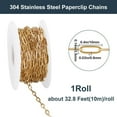 thumbnail image 2 of 32.8 Feet/10M 304 Stainless Steel Paperclip Chain Bulk Gold Metal Rectangle Square Pull Extension Connectors Link Chains with Spool for Jewelry Making Necklace Bracelet DIY Crafts Supplies for diy, 2 of 9