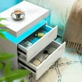 thumbnail image 7 of YYAo Modern 2 Drawer Nightstand, End Table Bedside Table with LED Lights for Living Room, Bedroom, White, 7 of 7