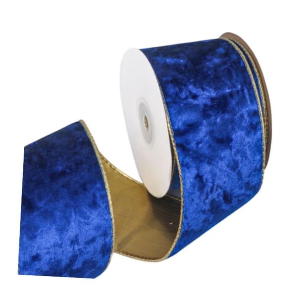 Cinta navideña para envolver regalos, decorativa, de terciopelo, elegante, de 10 m de largo. Azul