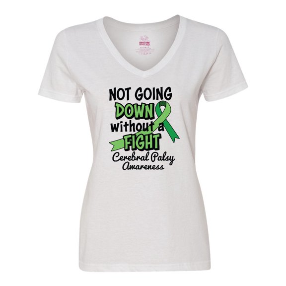 Inktastic Not Going Down Without a Fight Cerebral Palsy Awareness Women's V-Neck T-Shirt