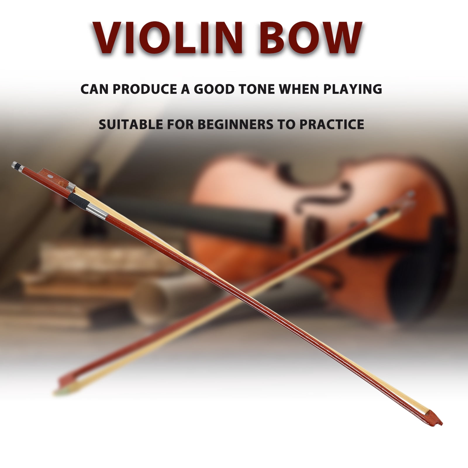 Violin Bow Arbor - Octagonal Horse Hair Bow Well Balanced For Practice And Performance (4/4 Size)