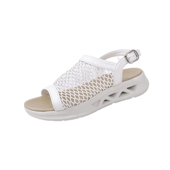 WRKEKC Sandals for Women Round Toe Open Toe Hollow Out Mesh Breathable One Buckle Summer Casual Shoes for Ladies