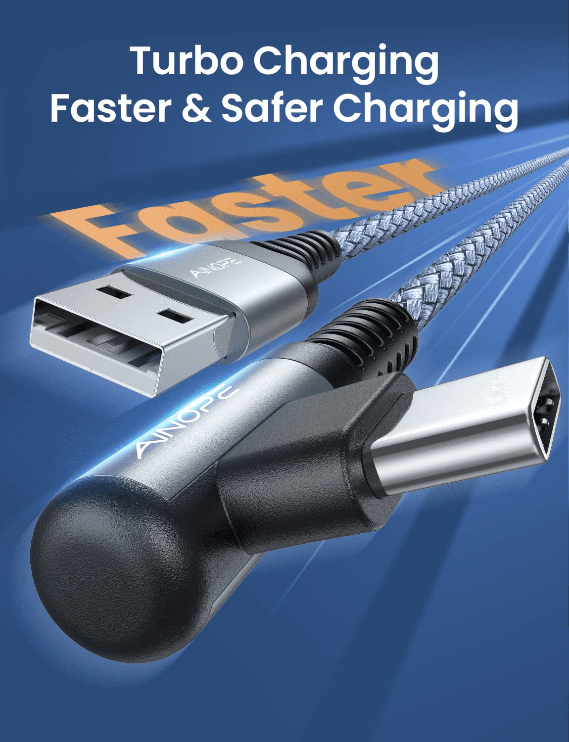 xzyuan USB C Charger 5-Pack [10/6.6/6.6/3.3/1.6ft] 3.1A Fast Charging, Right Angle, Nylon Braided, Compatible with Galaxy S22/21 Note20, LG V20