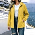 thumbnail image 5 of Jackets for Women Baeitkot Women's Solid Color Winter Fashion Hooded Drawstring Sports Waterproof Raincoat Windbreaker Long Sleeve Jacket, 5 of 9