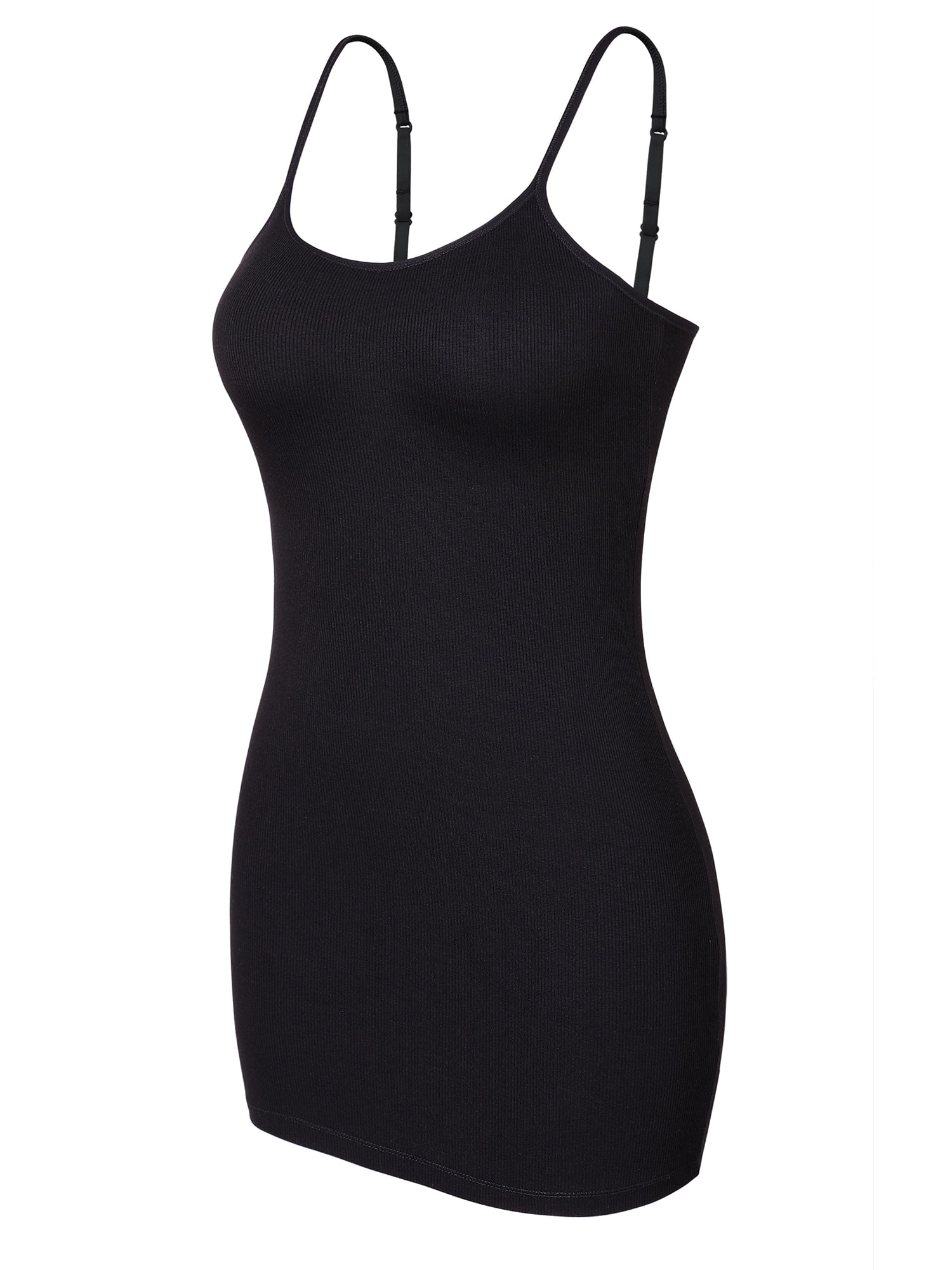 Beautyin Women Long Camisole Shelf Bra Spaghetti Straps Tank Top