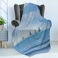 thumbnail image 4 of Nautical Soft Flannel Fleece Throw Blanket, Racing Yachts on Ocean Water Regatta Race Panoramic Distant View Relax Win Photo, Cozy Plush for Indoor and Outdoor Use, 50" x 60", Pale Blue, by Ambesonne, 4 of 5