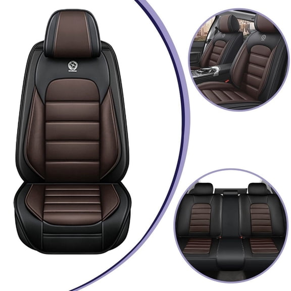 2012 Car Seat Cover for HONDA ACCORD , Black and Brown Car Seat Covers, PU Leather 5 Piece Full Set With Lumbar Support Protect and Upgrade Seats, 4-Door Sedans Only, Pet Car Seat Covers